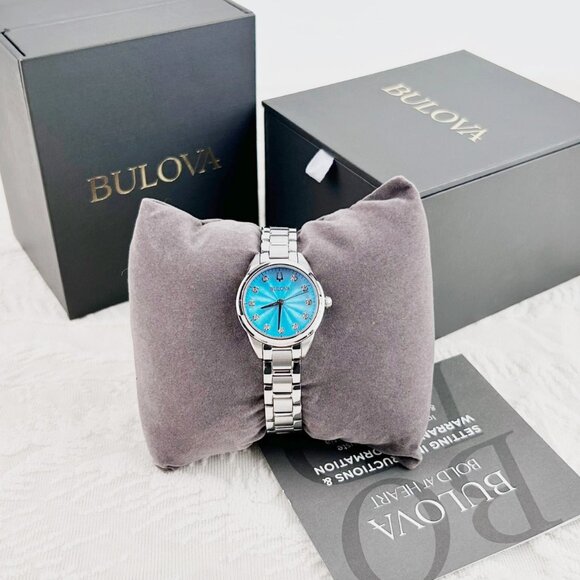 Bulova Blue Dial Diamond Ladies Watch